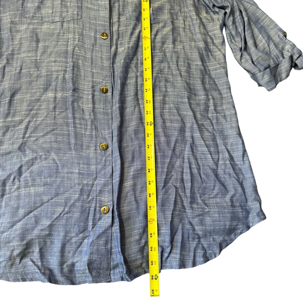 *lucky brand tunic top women’s 1X blue short sleeve boho eccentric - Picture 3 of 10